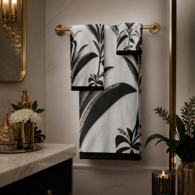 Conjunto de Toalhas de Banho Black & Ivory Art Déc (Criador carregado)