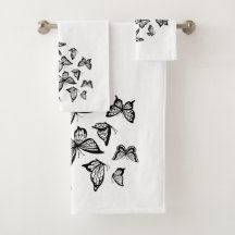 Conjunto de Toalhas de Banho "Borboleta Preta"
