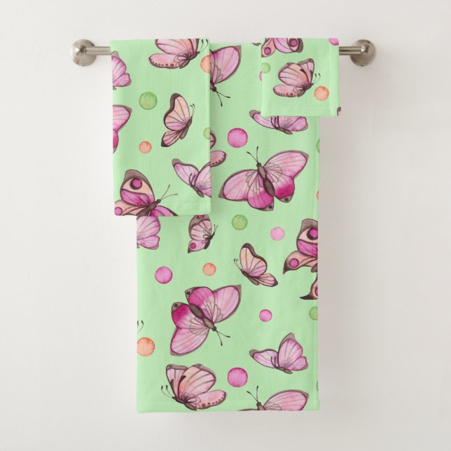 Conjunto de Toalhas de Banho Borboleta Rosa (Insitu)