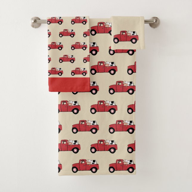 Conjunto de Toalhas de Banho Caminhão Vermelho e V (Insitu)