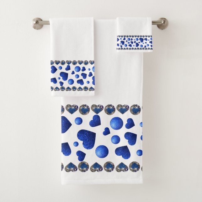Conjunto de toalhas de banho cardíaco azul brilhan (Insitu)