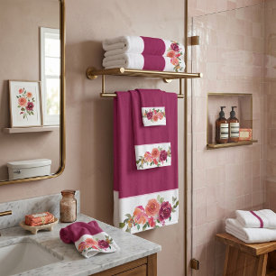 conjunto de toalhas de banho com borda floral