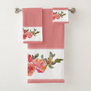 Conjunto de toalhas de banho com borda floral