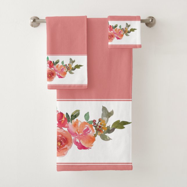 Conjunto de toalhas de banho com borda floral (Insitu)