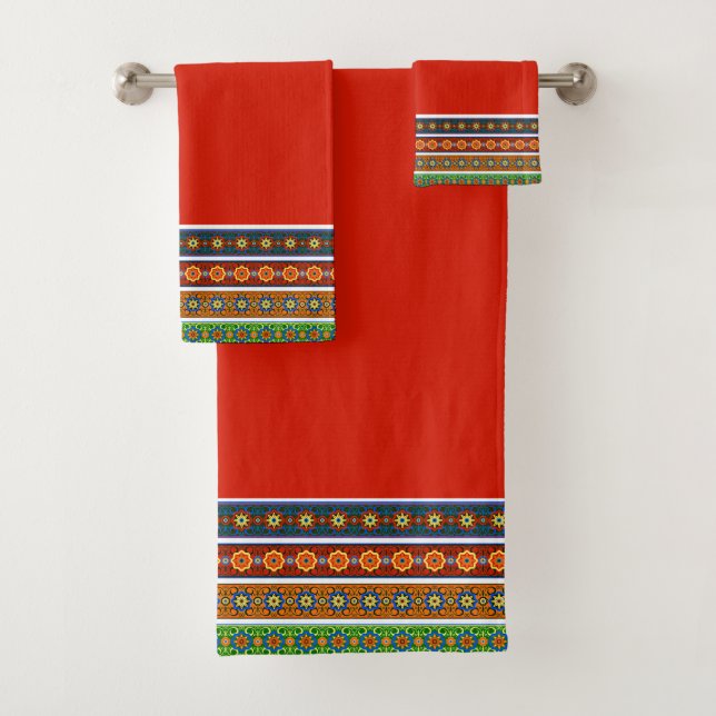 Conjunto de toalhas de banho com desenho ornamenta (Insitu)