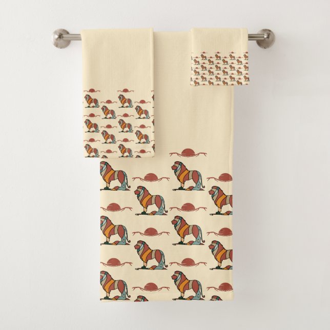 Conjunto de Toalhas de Banho com Estampa de Leão | (Insitu)