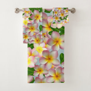Conjunto de Toalhas de Banho com Flores de Plumeri