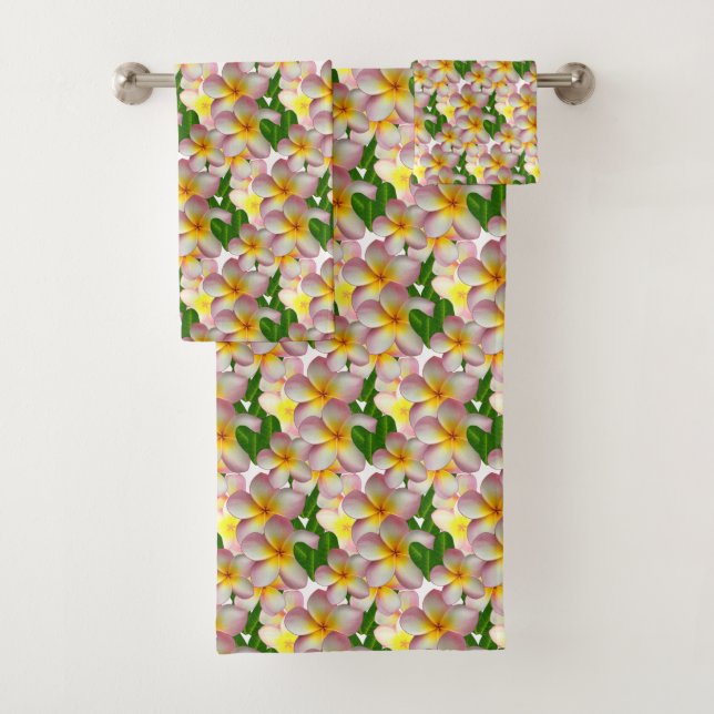 Conjunto de Toalhas de Banho com Flores de Plumeri (Insitu)