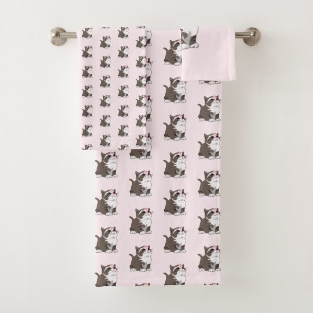 Conjunto de Toalhas de Banho com Gatinhos Fofos (Insitu)