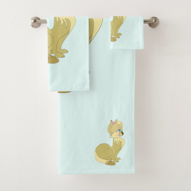 Conjunto de Toalhas de Banho com Gato Amarelo (Insitu)