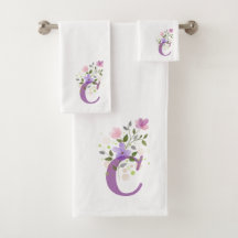 Conjunto de Toalhas de Banho com Letra Inicial C M