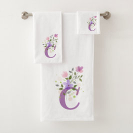Conjunto de Toalhas de Banho com Letra Inicial C M