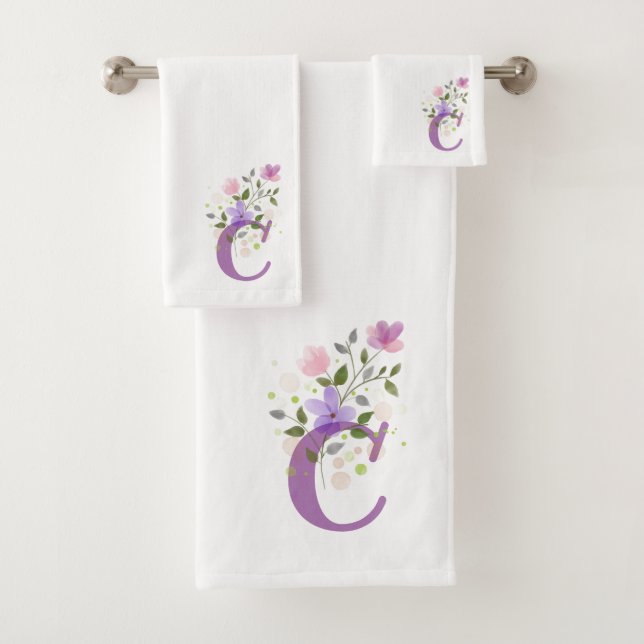 Conjunto de Toalhas de Banho com Letra Inicial C M (Insitu)
