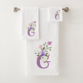Conjunto de Toalhas de Banho com Letra Inicial G M