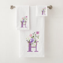 Conjunto de Toalhas de Banho com Letra Inicial H M