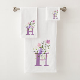 Conjunto de Toalhas de Banho com Letra Inicial H M