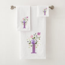 Conjunto de Toalhas de Banho com Letra Inicial I M
