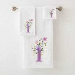 Conjunto de Toalhas de Banho com Letra Inicial I M