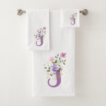 Conjunto de Toalhas de Banho com Letra Inicial J M