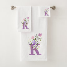 Conjunto de Toalhas de Banho com Letra Inicial K M