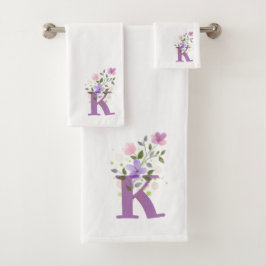 Conjunto de Toalhas de Banho com Letra Inicial K M