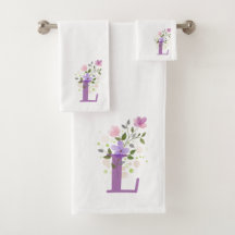 Conjunto de Toalhas de Banho com Letra Inicial L M