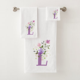Conjunto de Toalhas de Banho com Letra Inicial L M