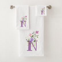 Conjunto de Toalhas de Banho com Letra Inicial N M