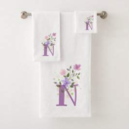 Conjunto de Toalhas de Banho com Letra Inicial N M