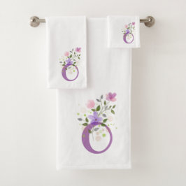 Conjunto de Toalhas de Banho com Letra Inicial O M