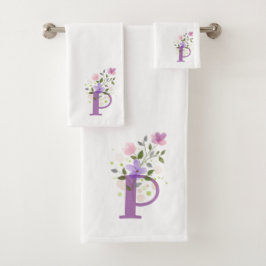 Conjunto de Toalhas de Banho com Letra Inicial P M