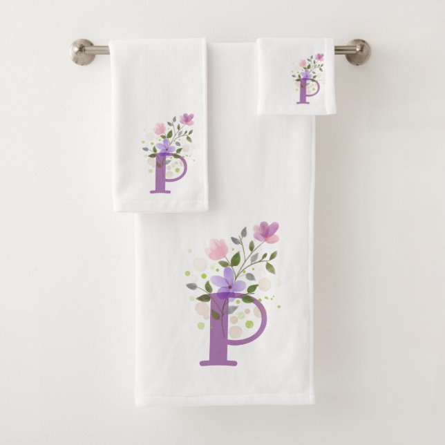 Conjunto de Toalhas de Banho com Letra Inicial P M (Insitu)