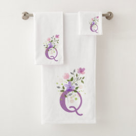 Conjunto de Toalhas de Banho com Letra Inicial Q M