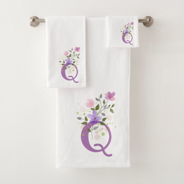 Conjunto de Toalhas de Banho com Letra Inicial Q M (Insitu)