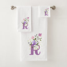 Conjunto de Toalhas de Banho com Letra Inicial R M