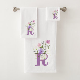 Conjunto de Toalhas de Banho com Letra Inicial R M