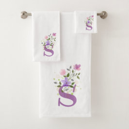 Conjunto de Toalhas de Banho com Letra Inicial S M