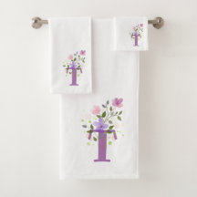 Conjunto de Toalhas de Banho com Letra Inicial T M