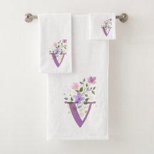 Conjunto de Toalhas de Banho com Letra Inicial V M