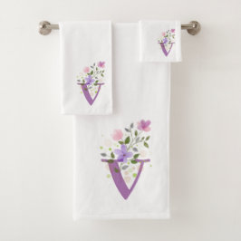 Conjunto de Toalhas de Banho com Letra Inicial V M