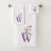 Conjunto de Toalhas de Banho com Letra Inicial W M