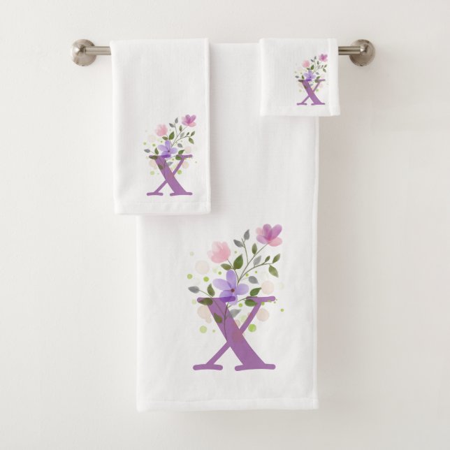 Conjunto de Toalhas de Banho com Letra Inicial X M (Insitu)