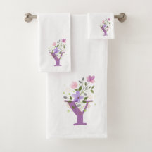 Conjunto de Toalhas de Banho com Letra Inicial Y M