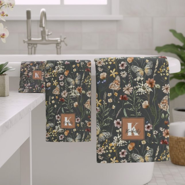 Conjunto de Toalhas de Banho com Monograma Floral  (Criador carregado)