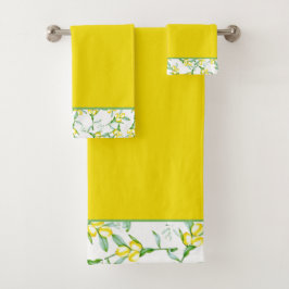 Conjunto de toalhas de banho com padrão de limões