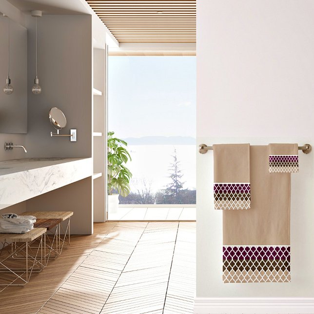 conjunto de toalhas de banho com padrão de renda l (Criador carregado)