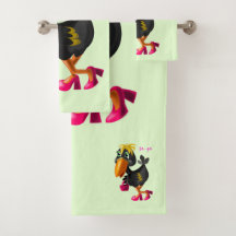 Conjunto de Toalhas de Banho com Pássaro Moderno