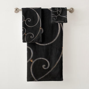 Conjunto de Toalhas de Banho com Redemoinhos Preto