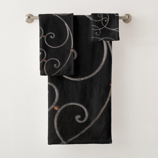 Conjunto de Toalhas de Banho com Redemoinhos Preto (Insitu)