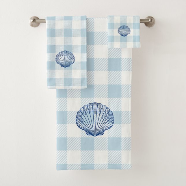Conjunto de Toalhas de Banho com Xadrez Azul de Co (Insitu)